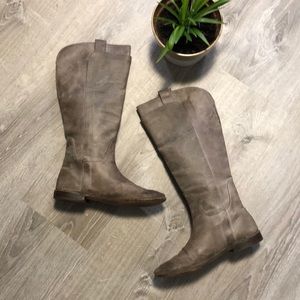 Frye Paige Tall Riding Boot in Gray Leather Sz 9.5